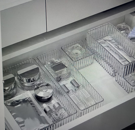 Juego de Organizadores Modulares para Cajones – 7 Piezas Transparentes, Sistema de Organización para Cocina y Hogar