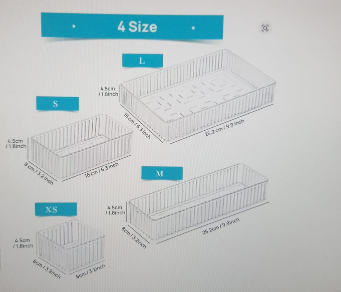Organizador de Cajones Modular – Juego de 7 Piezas Transparentes para Cocina, Baño y Hogar