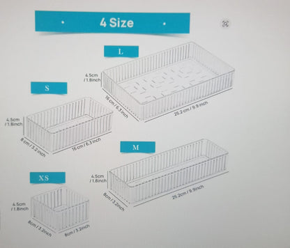 Organizador de Cajones Modular – Juego de 7 Piezas Transparentes para Cocina, Baño y Hogar